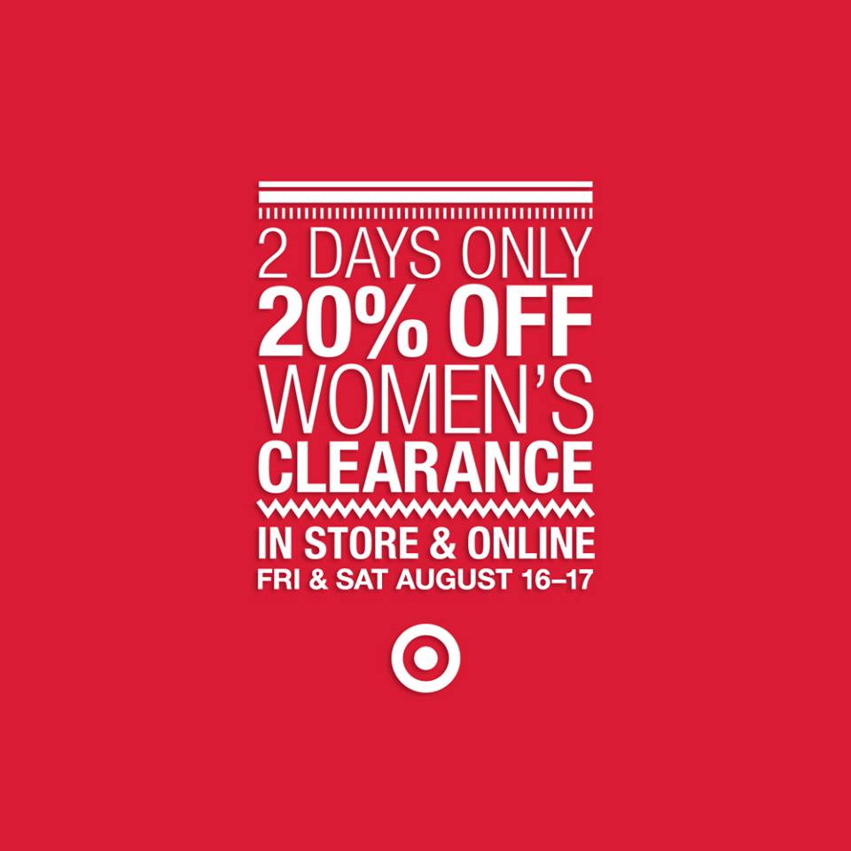 target 20 percent off womens - image from target facebook