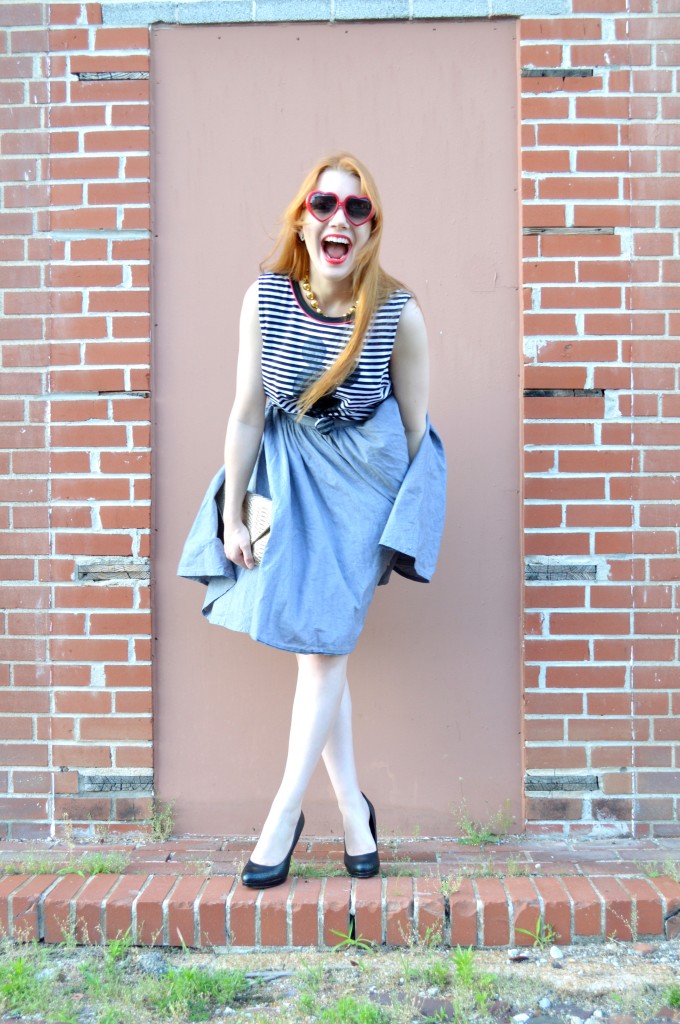 Oh Julia Ann - Mickey Stripe Tank and Circle Midi Skirt Outfit (4)