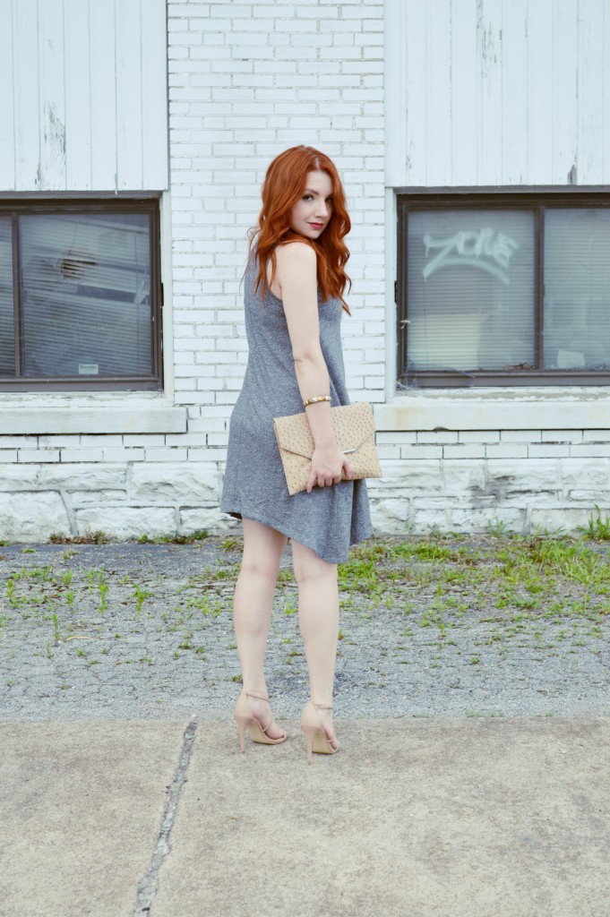 Summer Outfit Idea - Anthropologie Grey Tank Dress with Nude Strappy Heels - Oh, Julia Ann (6)