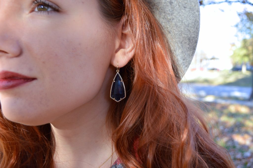 fall-outfit-idea-featuring-kendra-scott-carla-blue-goldstone-drop-earrings